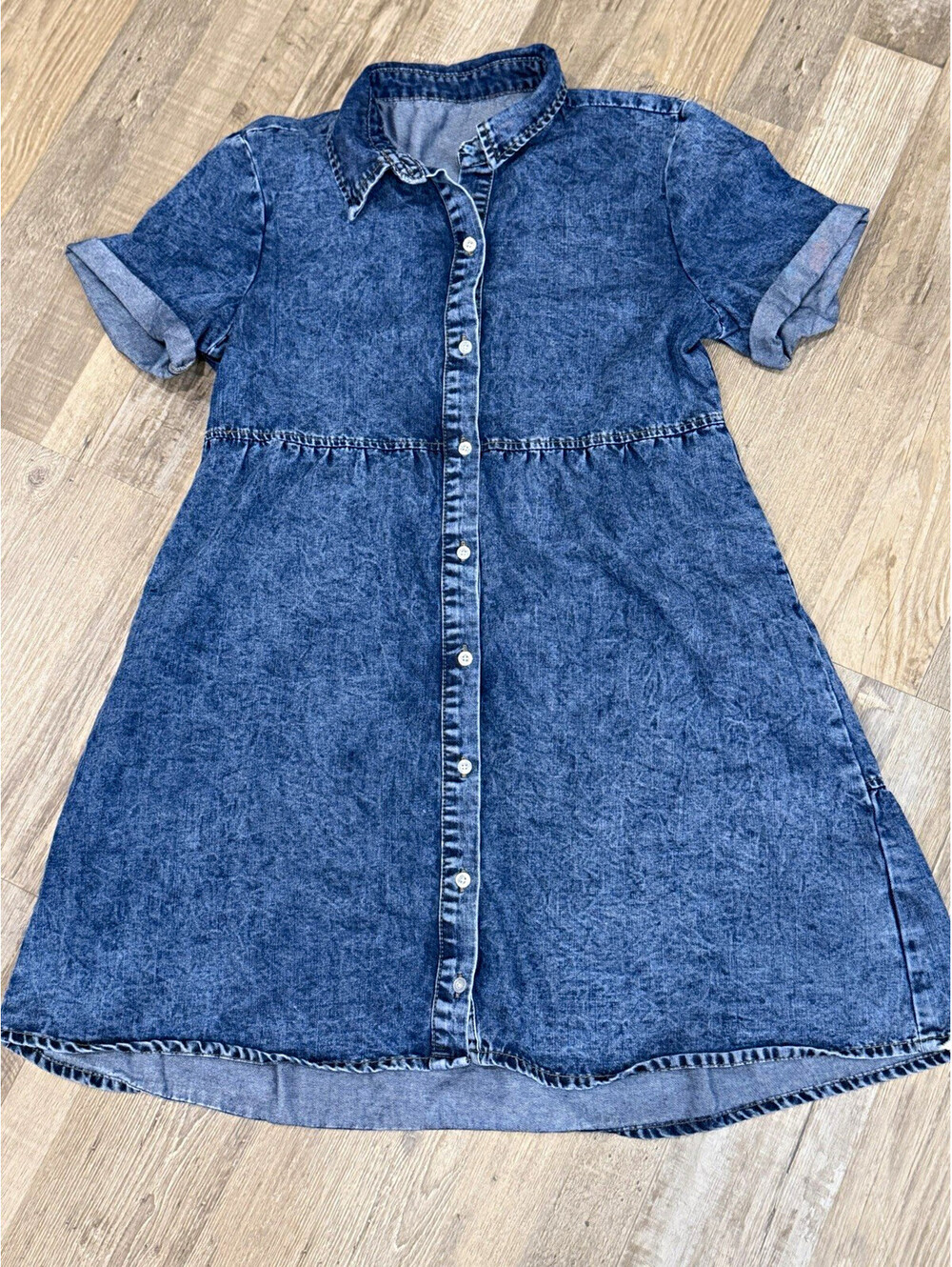 LookbookStore Denim Babydoll Dress Women’s Medium M Blue Button Front